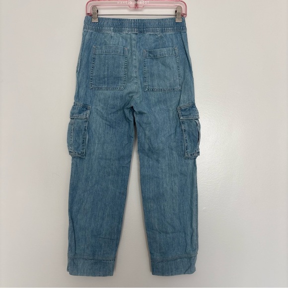 JAMES PERSE Washed Denim Cargo Pant Blue Jeans - Bleach Wash Size 0 (XS) - Picture 9 of 16